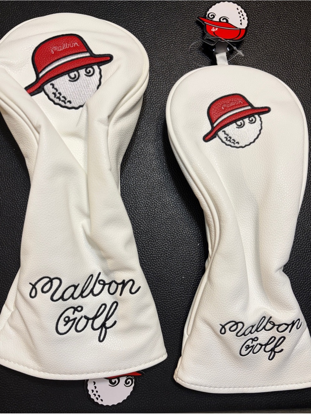 Malbon Driver & 3 Wood head covers. White